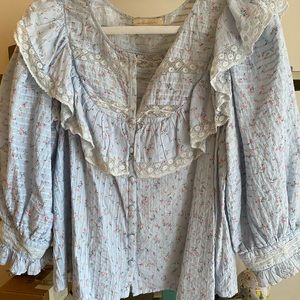 Love Shack Fancy blue blouse
